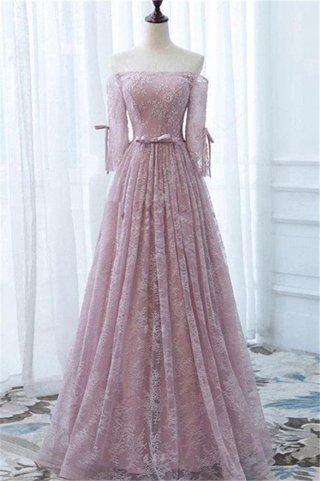dusty rose off shoulder dress