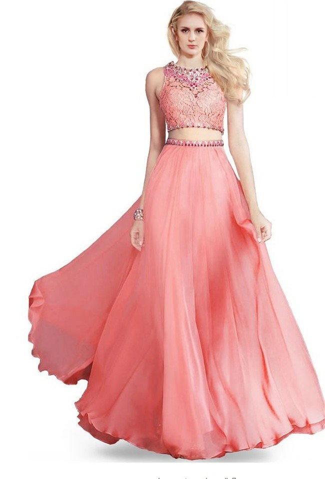 Lace Coral Prom Dress