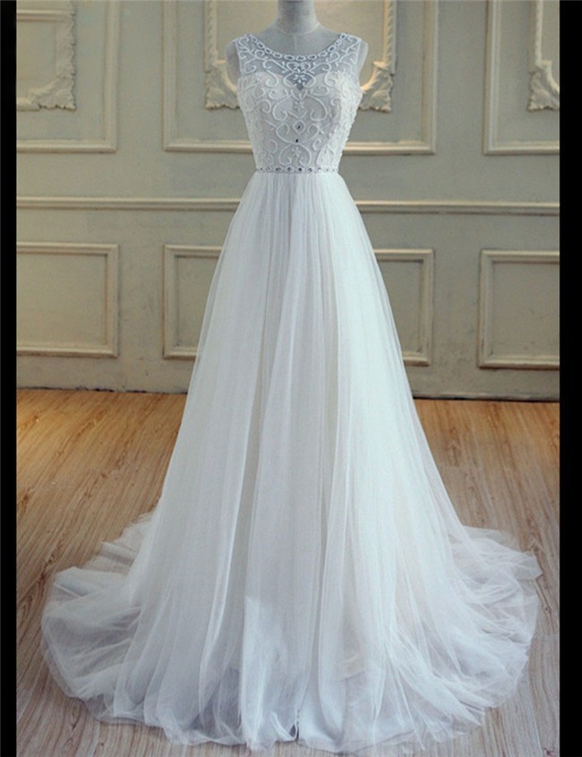 Pearl Open Back Wedding Dresses