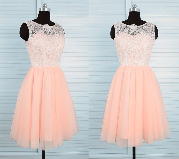 Short Ivory Lace Prom Dress