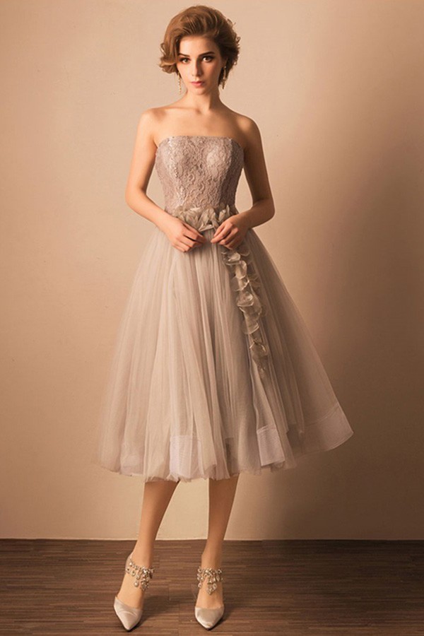 Straight Neckline Evening Dress