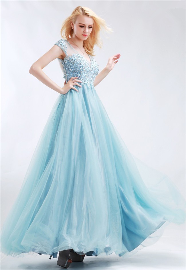 Blue Dress with Tulle