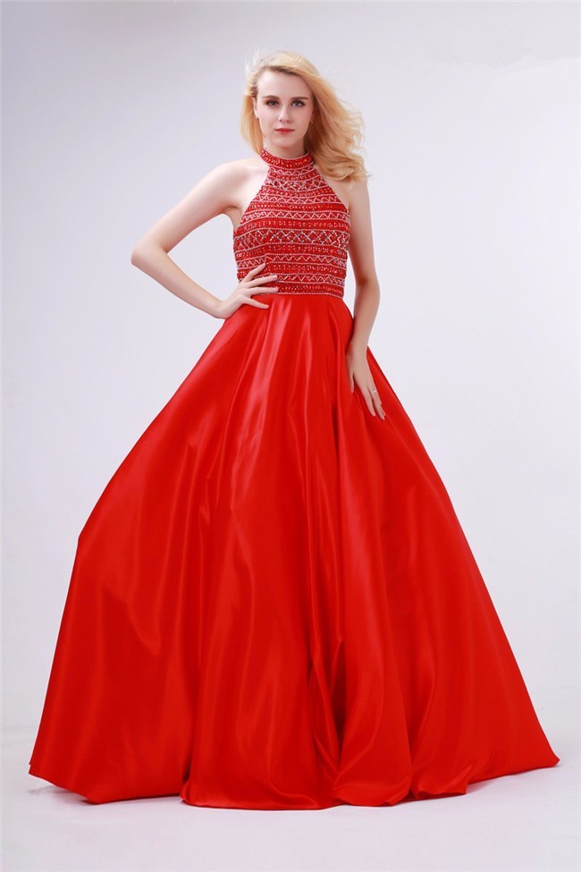 halter ball gown