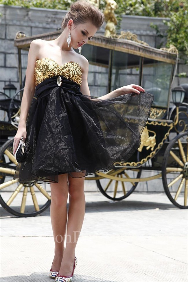 Sweetheart Empire Waist Prom Dress Black