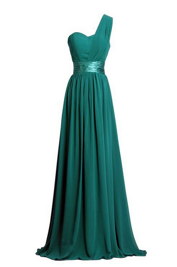 One Shoulder Green Bridesmaid Dresses