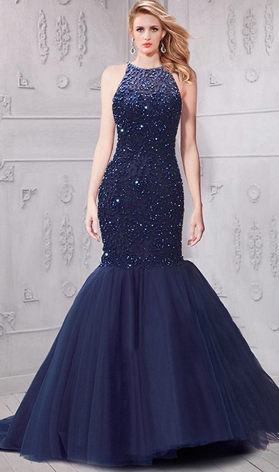 navy mermaid gown