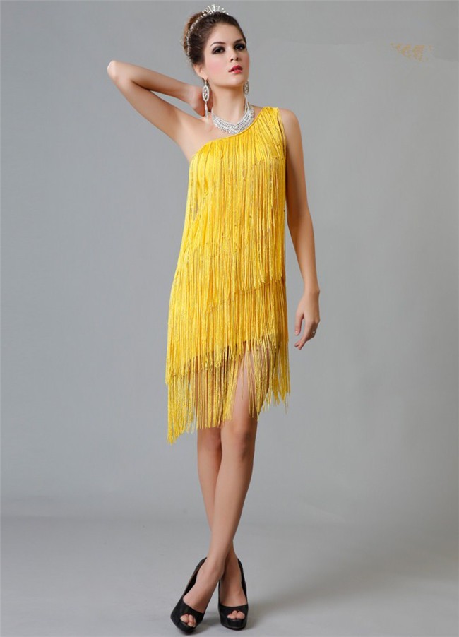 fringe evening gown