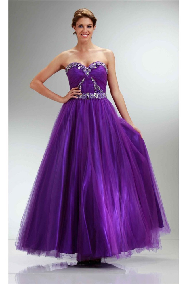 deep purple ball gown