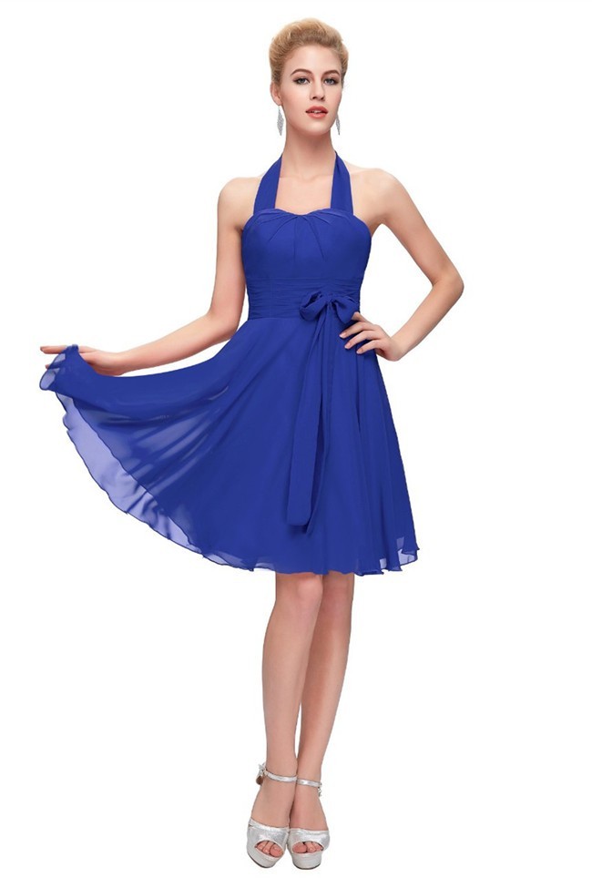 Royal Blue Chiffon Short Party Dresses