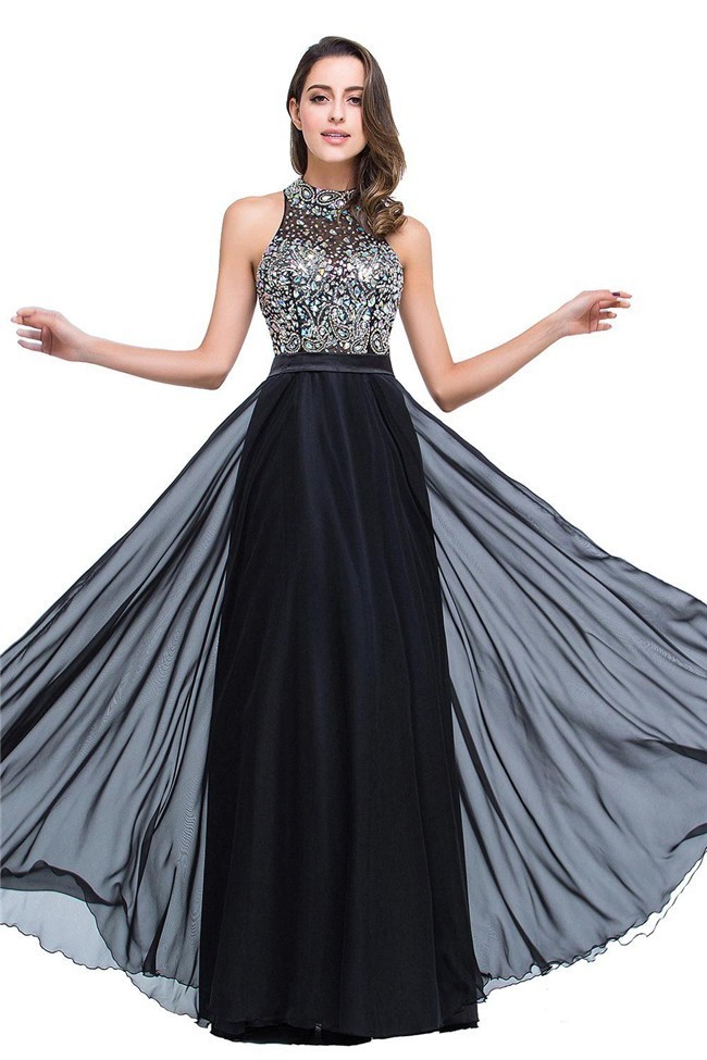 long black chiffon