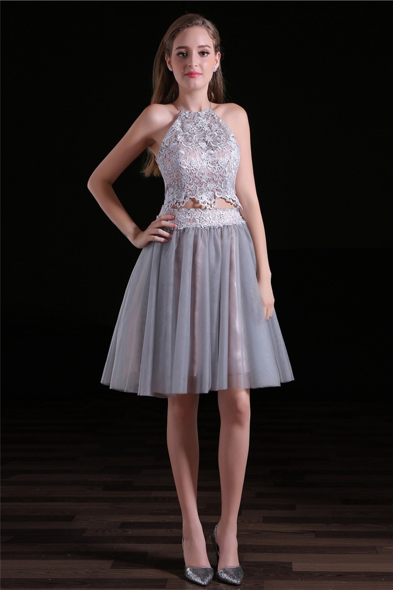 silver tulle gown