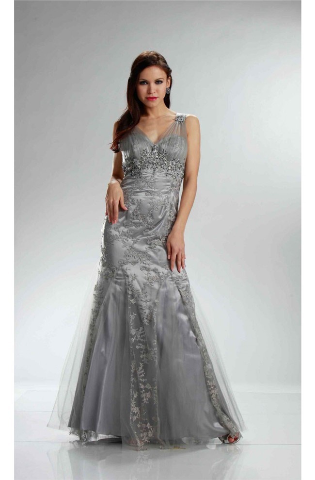 Grey Tulle Empire Dress