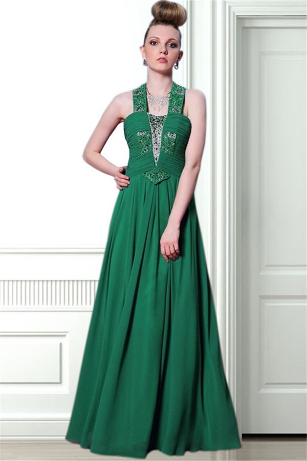 Green and Gold Prom Dress