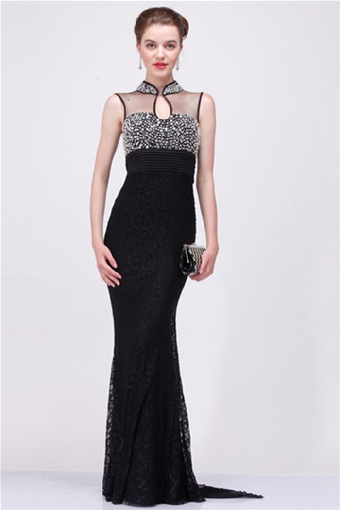 Black Beaded Evening Dress