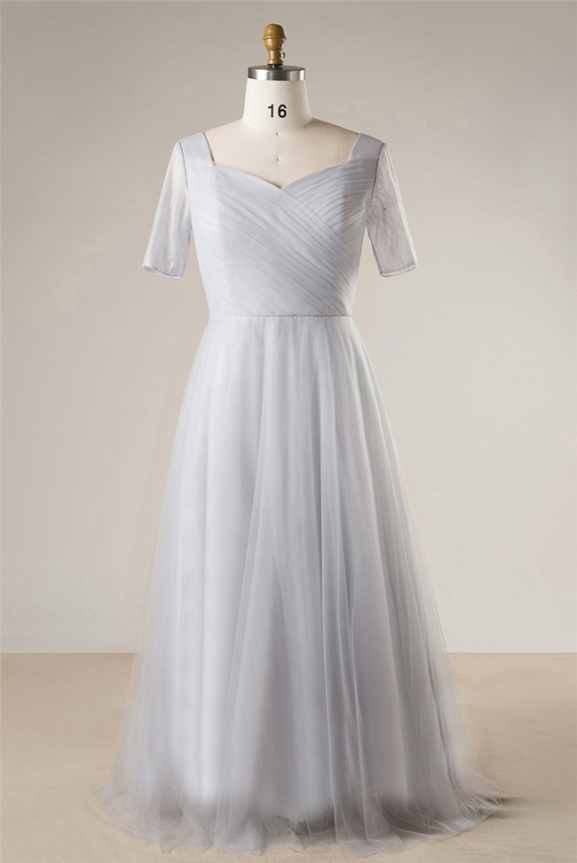 silver tulle gown