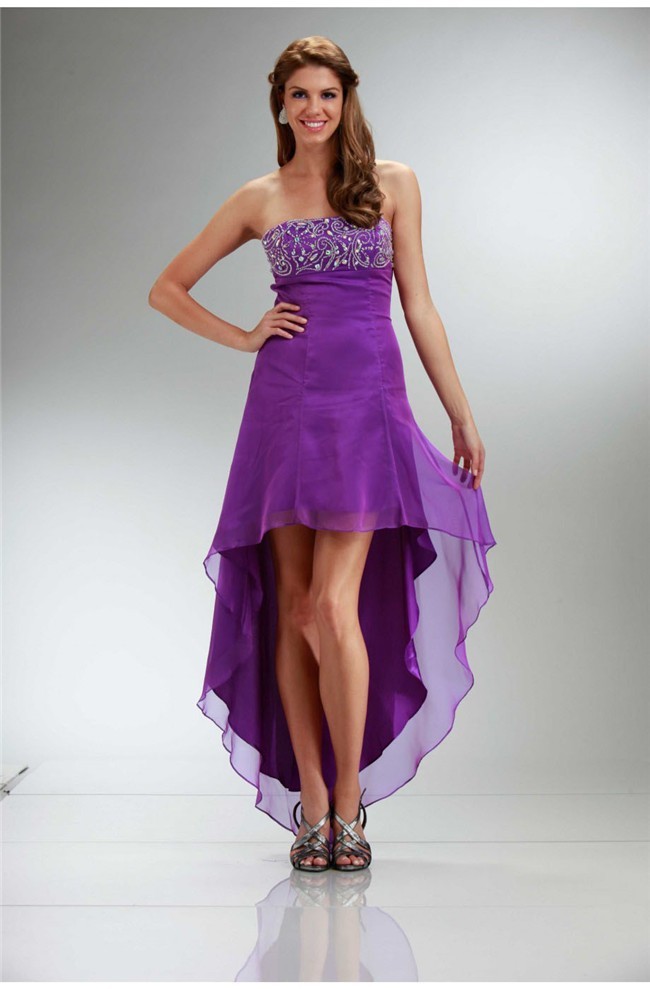 purple chiffon evening gown