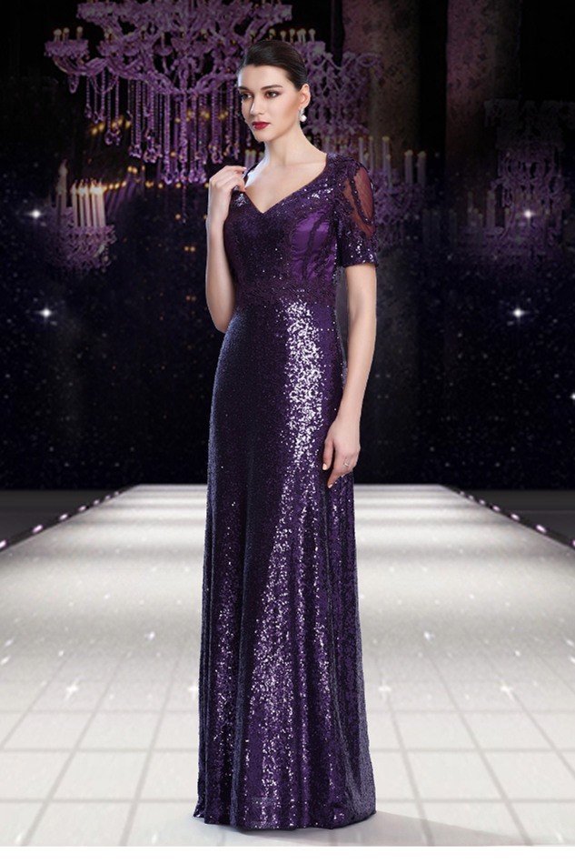 purple sequin gowns