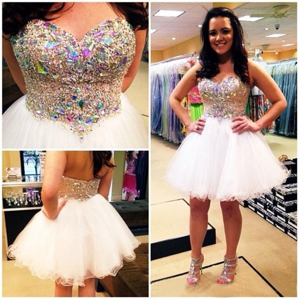 White Cocktail Prom Dress