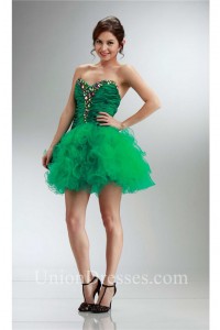 emerald short dress tulle sweetheart beaded prom cocktail charming