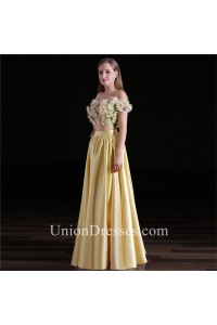 yellow satin two piece