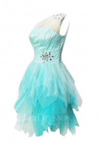ombre layered tulle aqua prom cocktail shoulder short dress lovely