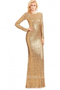 sleeve dress evening neck sequin prom modest gold uniondresses