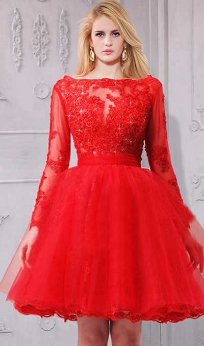 short red ball gown