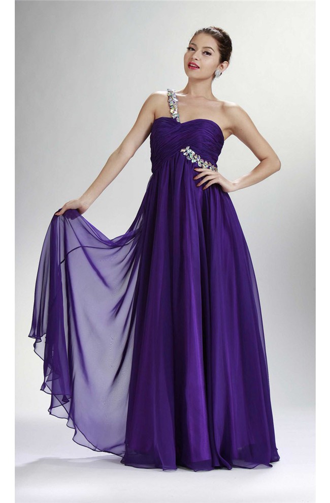 one shoulder empire waist dress