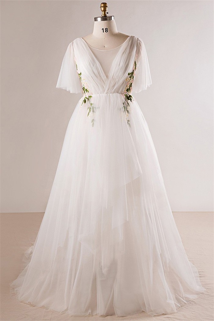 gown with butterfly sleeves