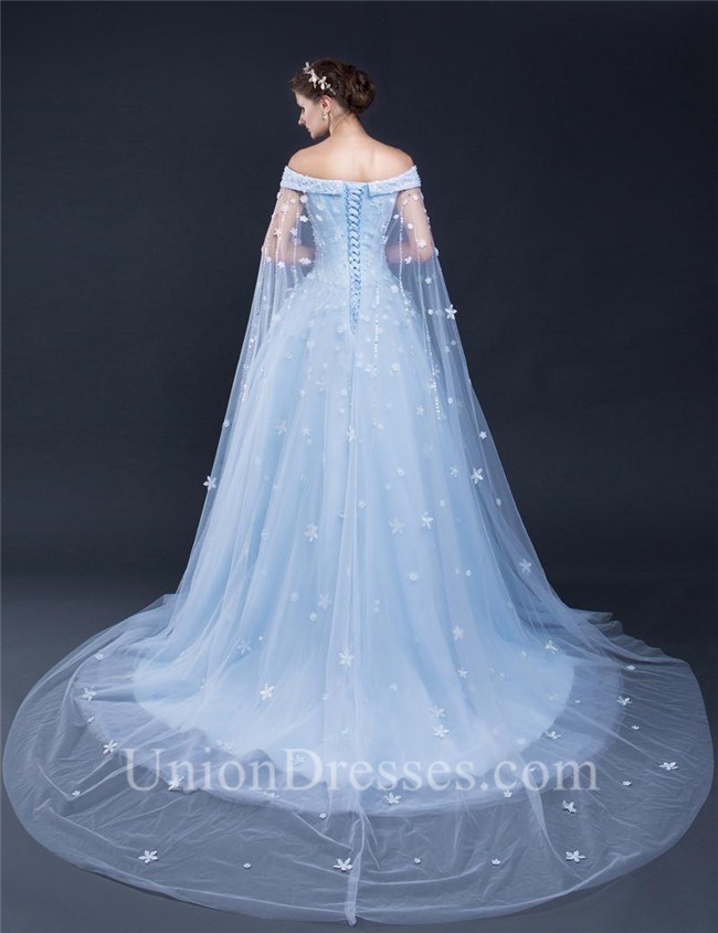 light blue tulle ball gown