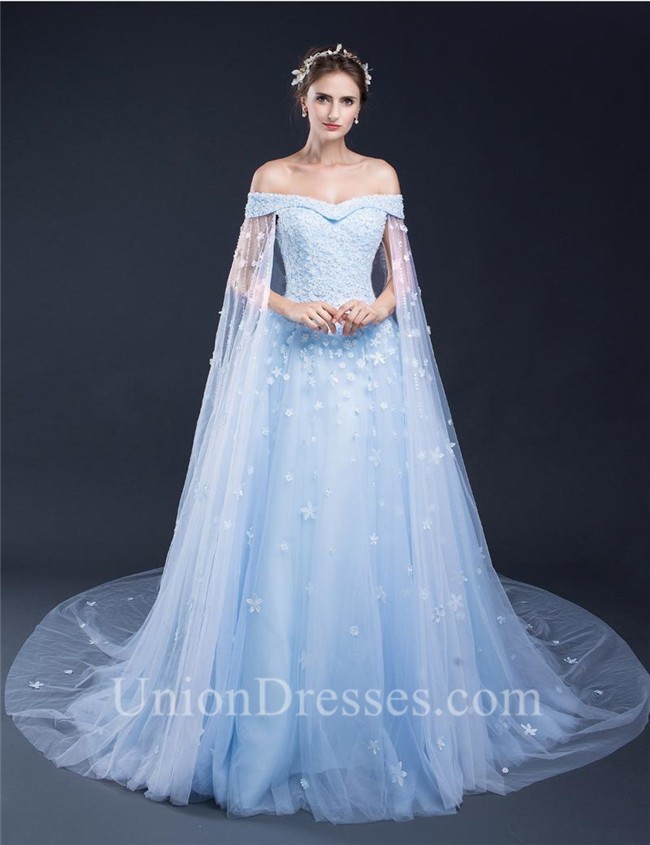 light blue tulle ball gown