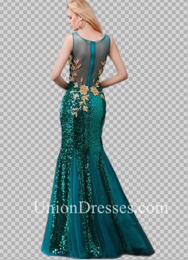 teal and gold gown