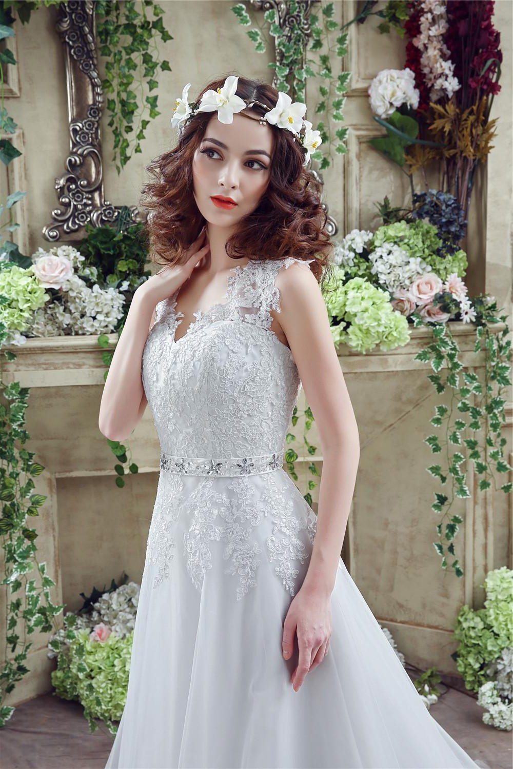 tulle with lace appliques