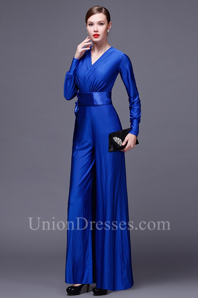 blue evening jumpsuit