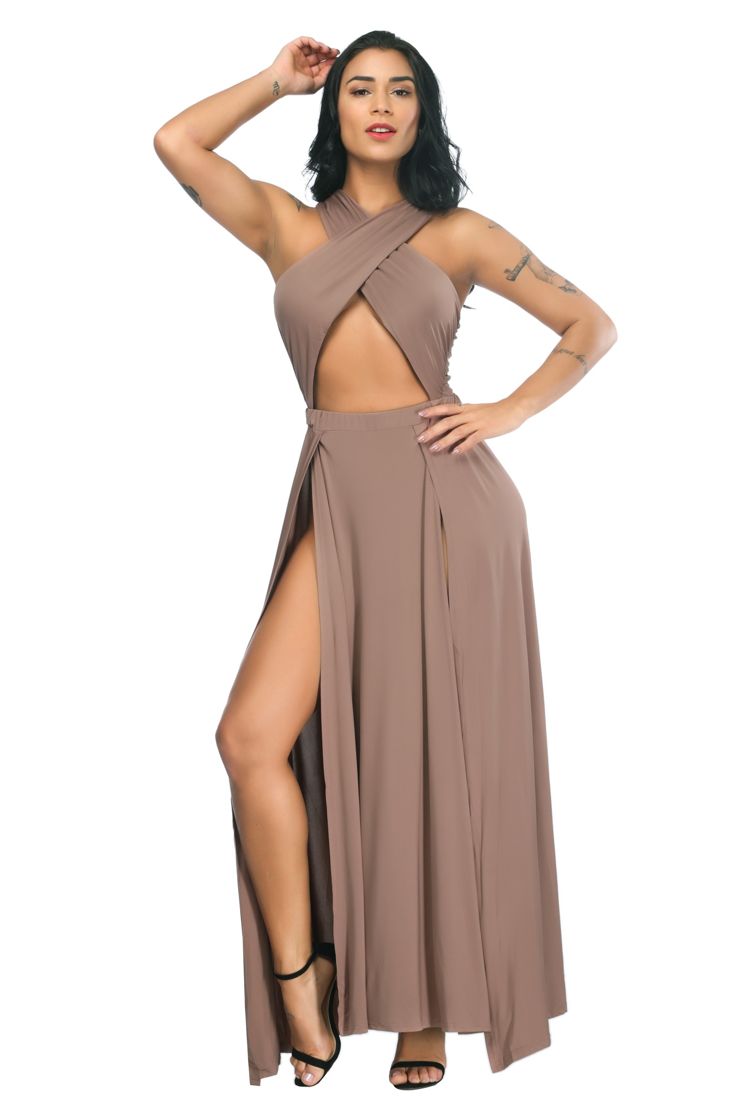 sexy high slit gown
