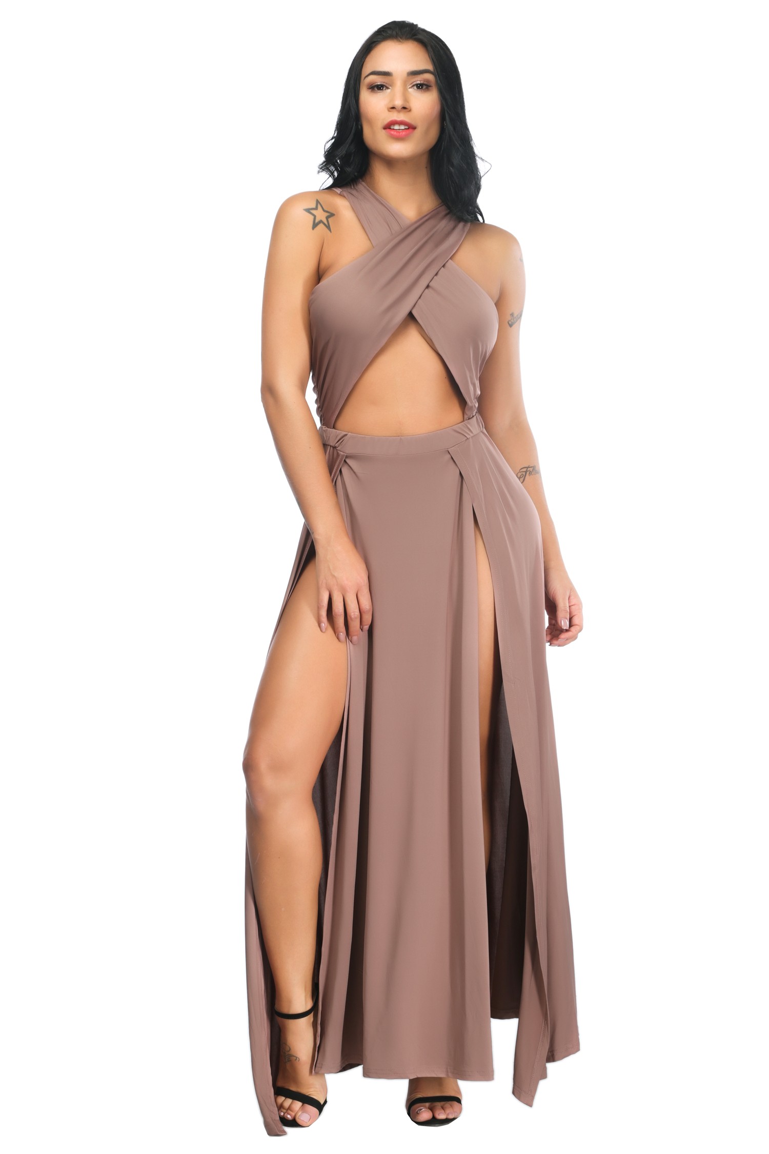 sexy high slit gown