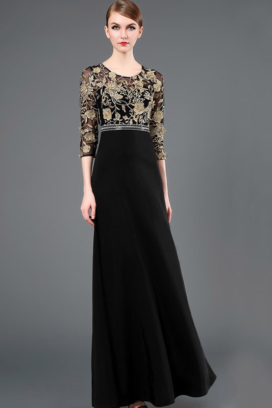 three quarter sleeve evening gowns