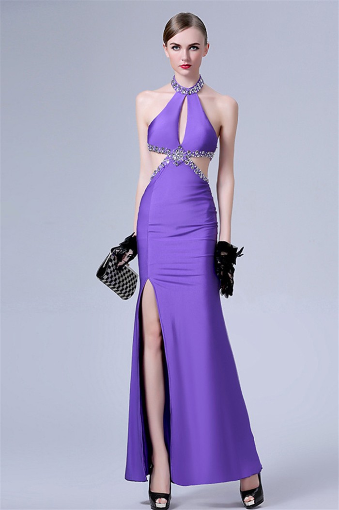 front cut long gown