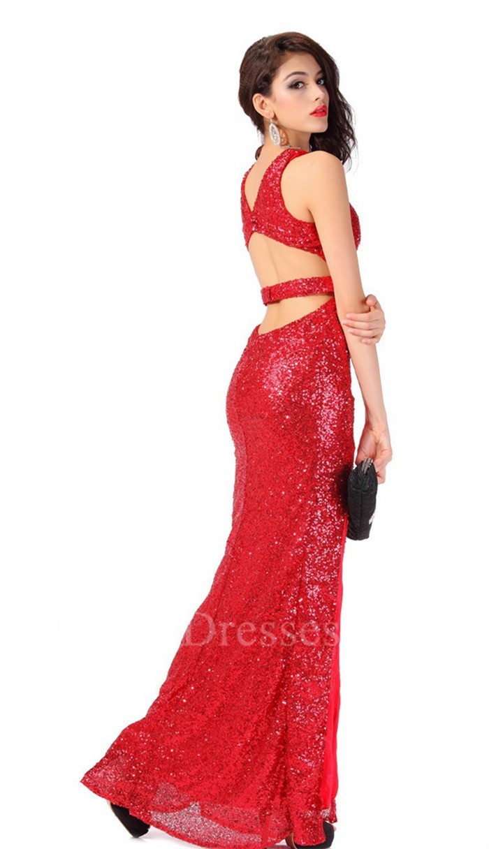 red sparkly formal dress
