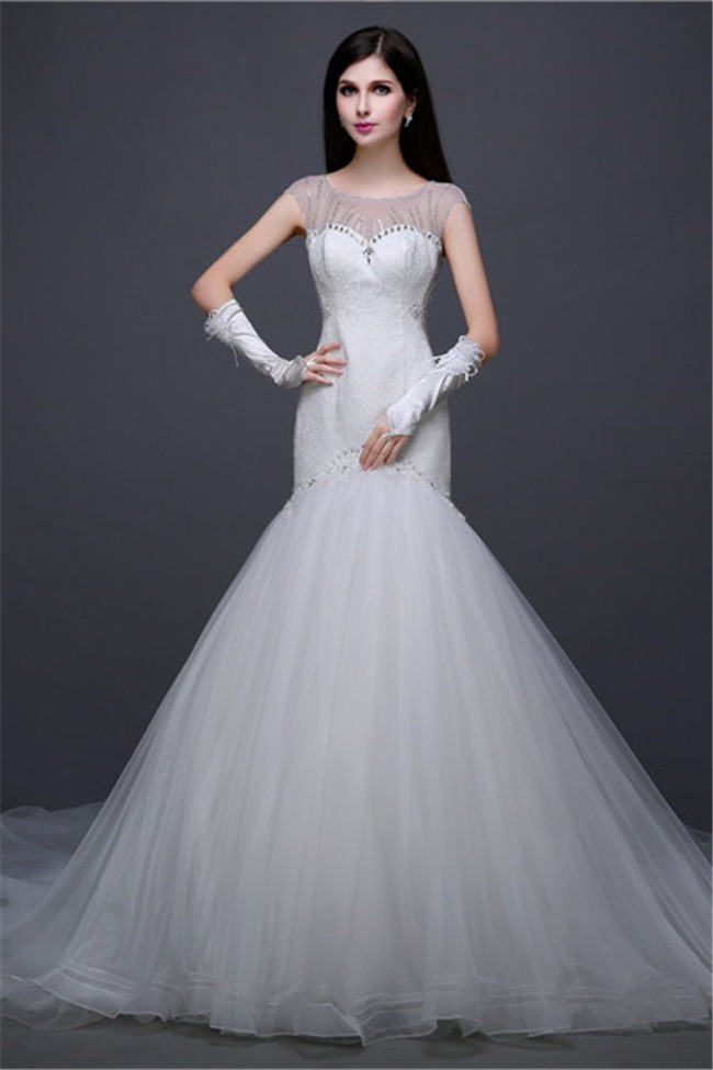 boat neck wedding gowns