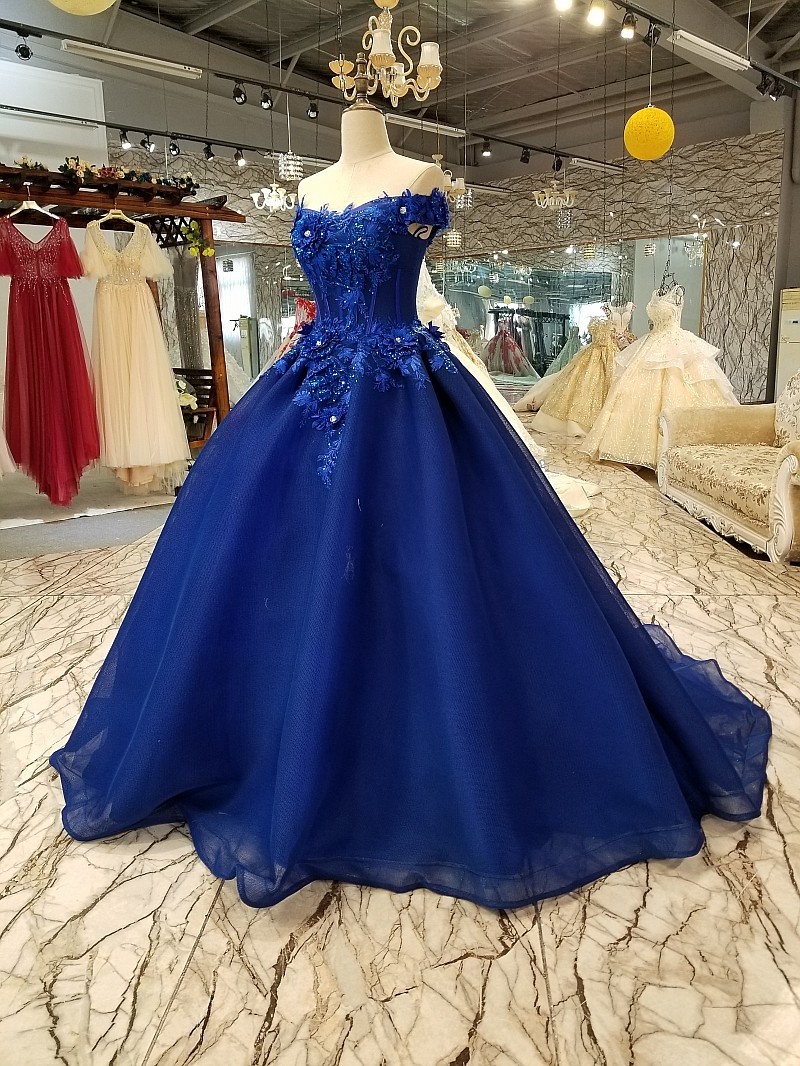 blue corset ball gown