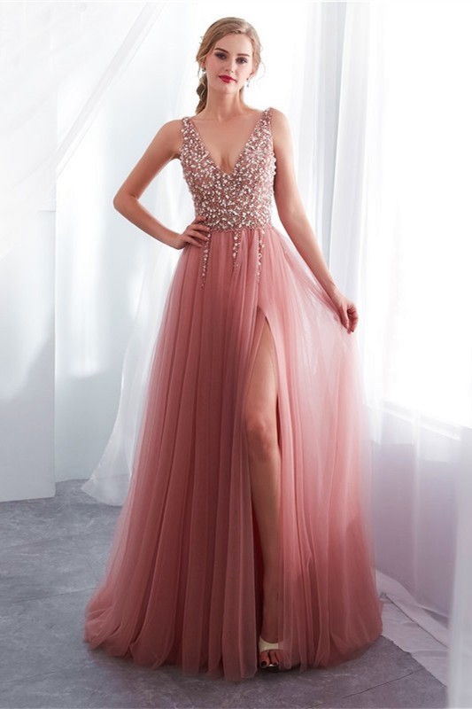 dusty rose long gown