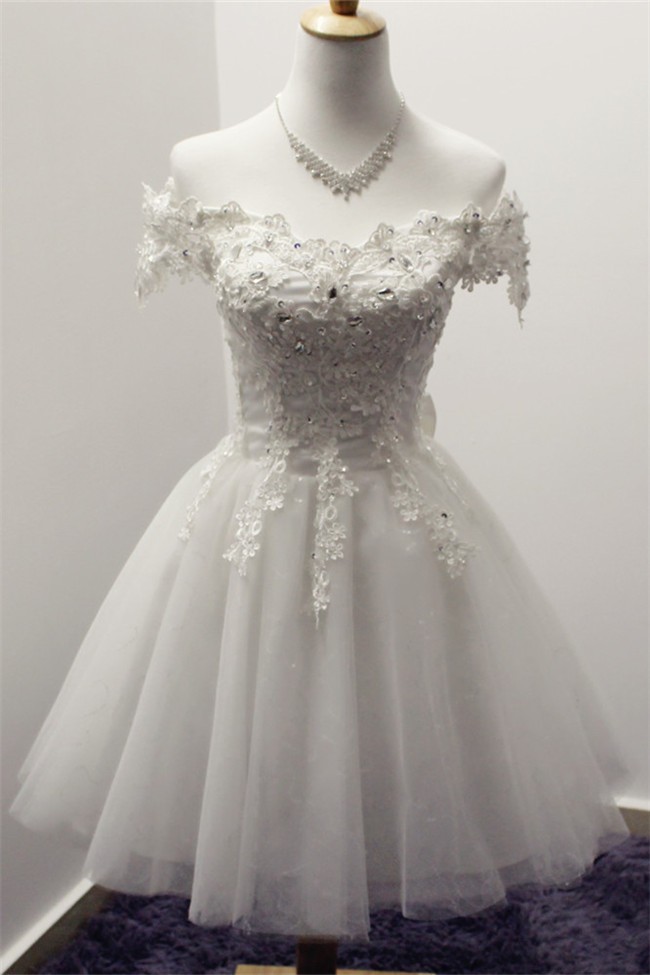 off the shoulder tulle ball gown