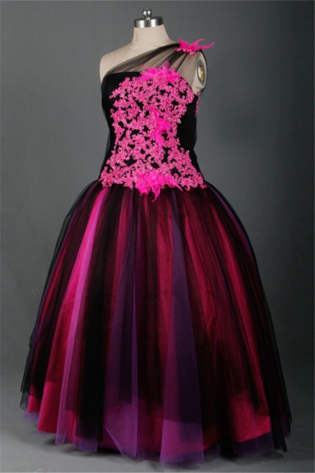 fuchsia and black dress