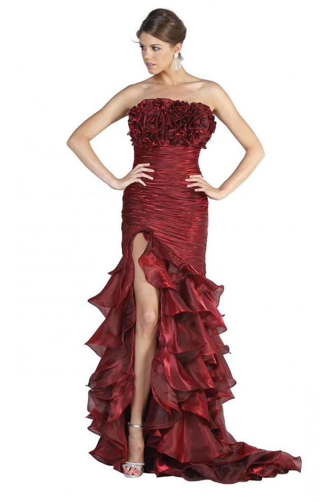 strapless mermaid evening gown