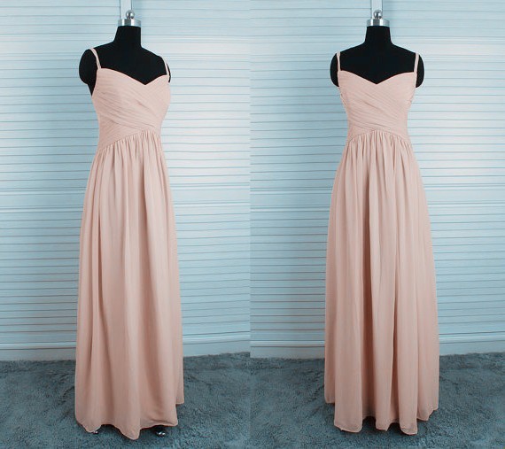 Sheath Sweetheart Empire Waist Long Vintage Pink Chiffon Bridesmaid