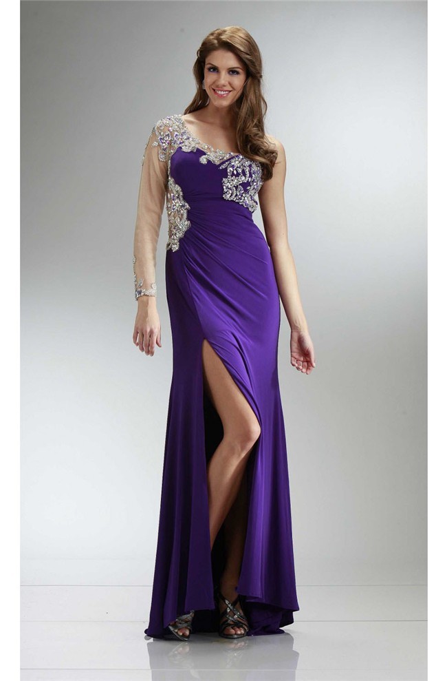 long sleeve jersey evening gown