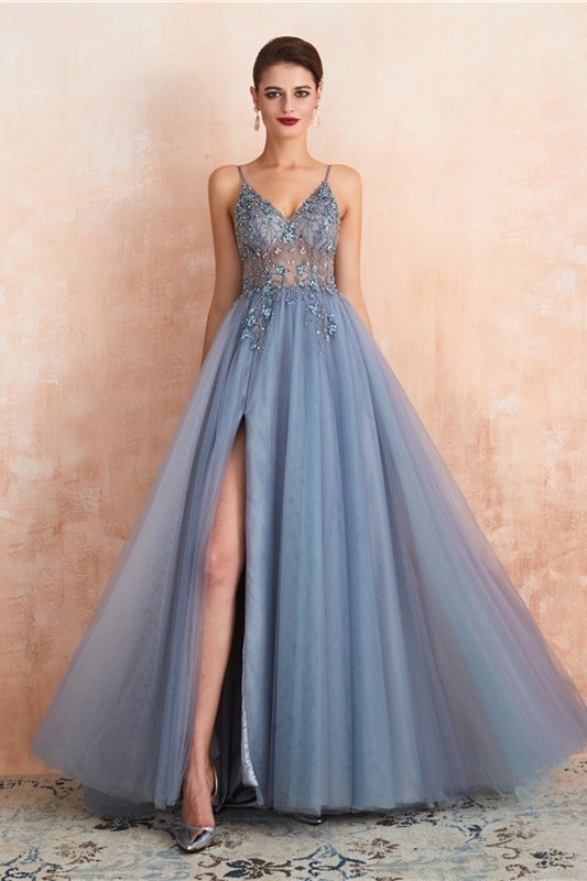 Dusty Blue Evening Gown Online Store ...