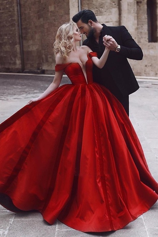 red princess ball gown