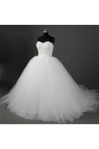 Ball Gown Sweetheart Lace Tulle Puffy Plus Size Wedding Dress With